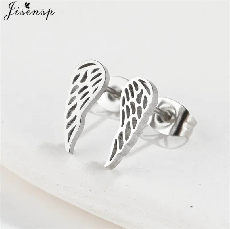 Boucles d’Oreilles Ailes d’Ange en Acier Inoxydable