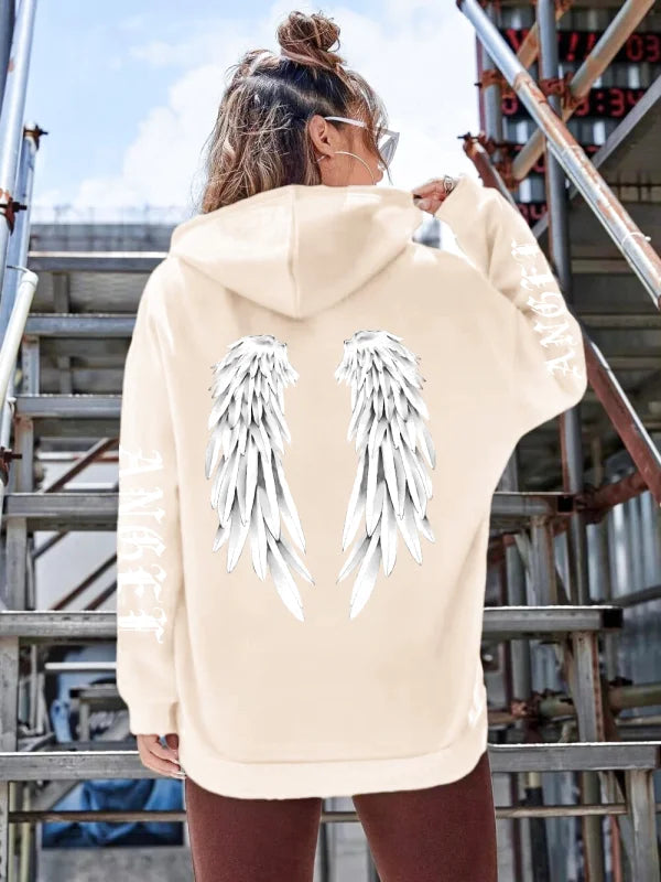 Sweat à Capuche Femme Imprimé Ailes d’Ange