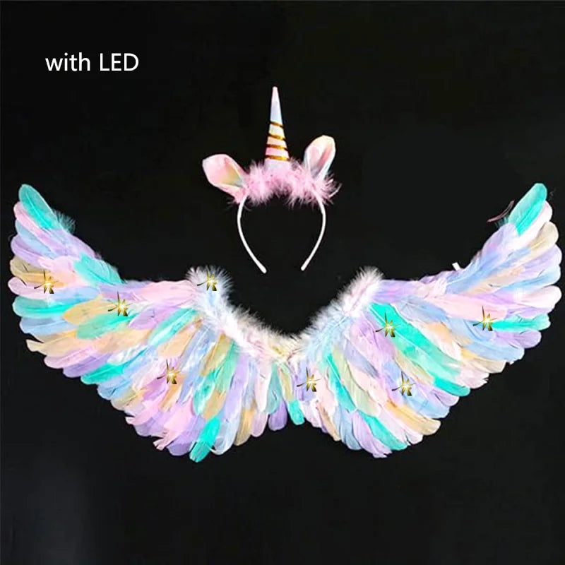 Ailes d’Ange Multicolores à LED avec Auréole