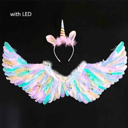 Ailes d’Ange Multicolores à LED avec Auréole