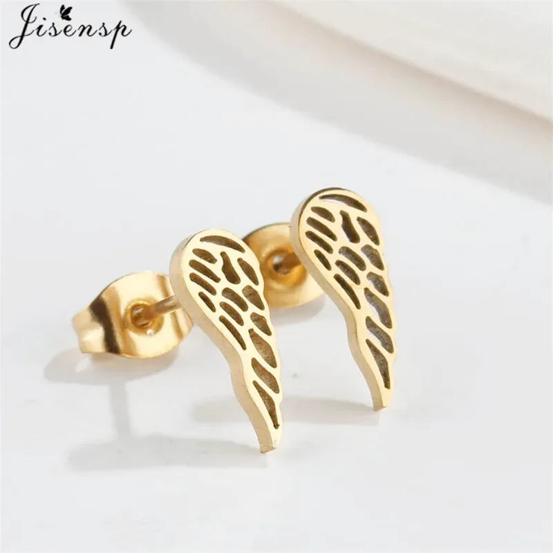 Boucles d’Oreilles Ailes d’Ange en Acier Inoxydable