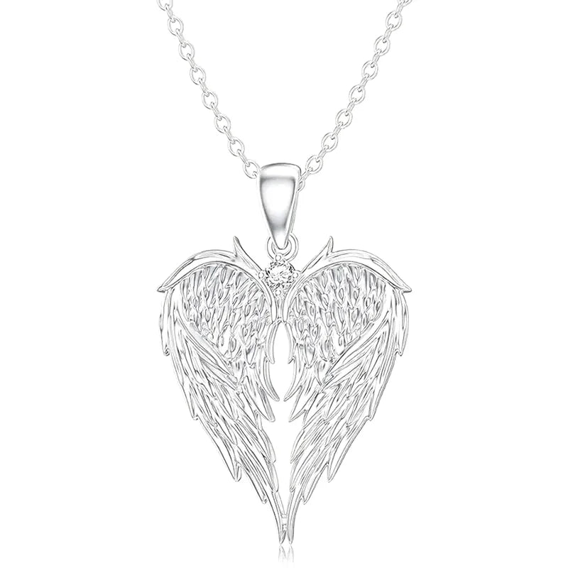 Colliers Pendentif Cœur Ailes d’Ange en Cristal
