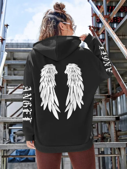 Sweat à Capuche Femme Imprimé Ailes d’Ange